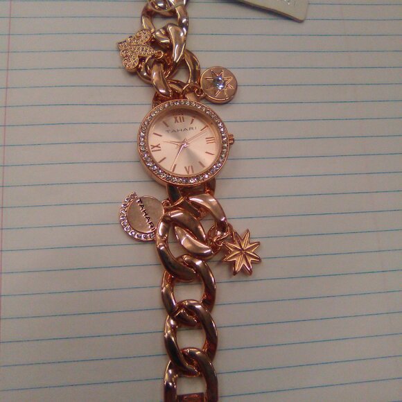Women's Tahari Rosetone Crystal Accented Bracelet watch - Picture 1 of 5